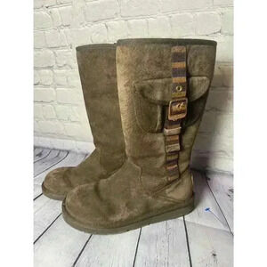 UGG Australia Retro Cargo Espresso Brown Sheep Skin Fur Lined Boot Womens Size 7